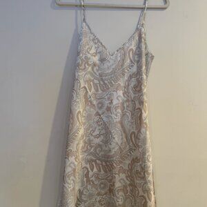 Aritzia Wilfred Only Slip Mini Dress Light Birch Paisley Size M